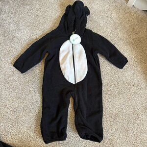 Fleece baby bunting suit black white 3-6 months NEW